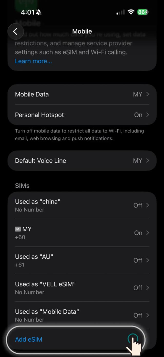 Mobile › Add eSIM